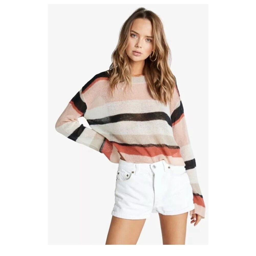 WILDFOX Phoebe Sahara Stripe Drop Shoulder Pullover Size S Multi Color